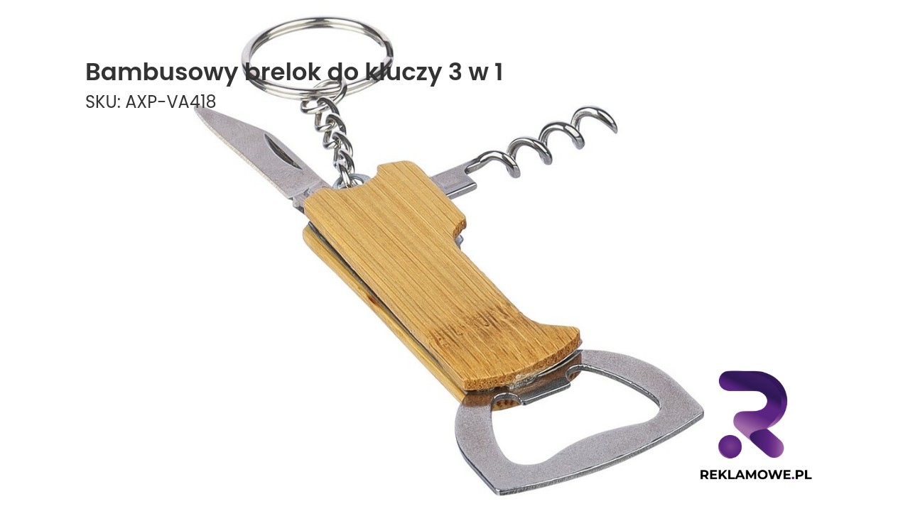 Ekologiczny bambusowy brelok do kluczy 3 w 1