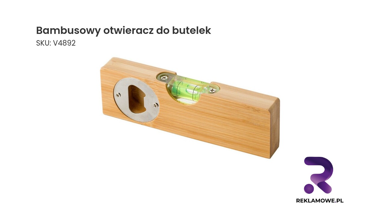 Bambusowy otwieracz do butelek z wbudowaną poziomicą