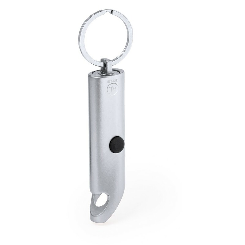 Brelok do kluczy z aluminium z recyklingu, otwieracz do butelek, lampka LED V2106-03_AAA01