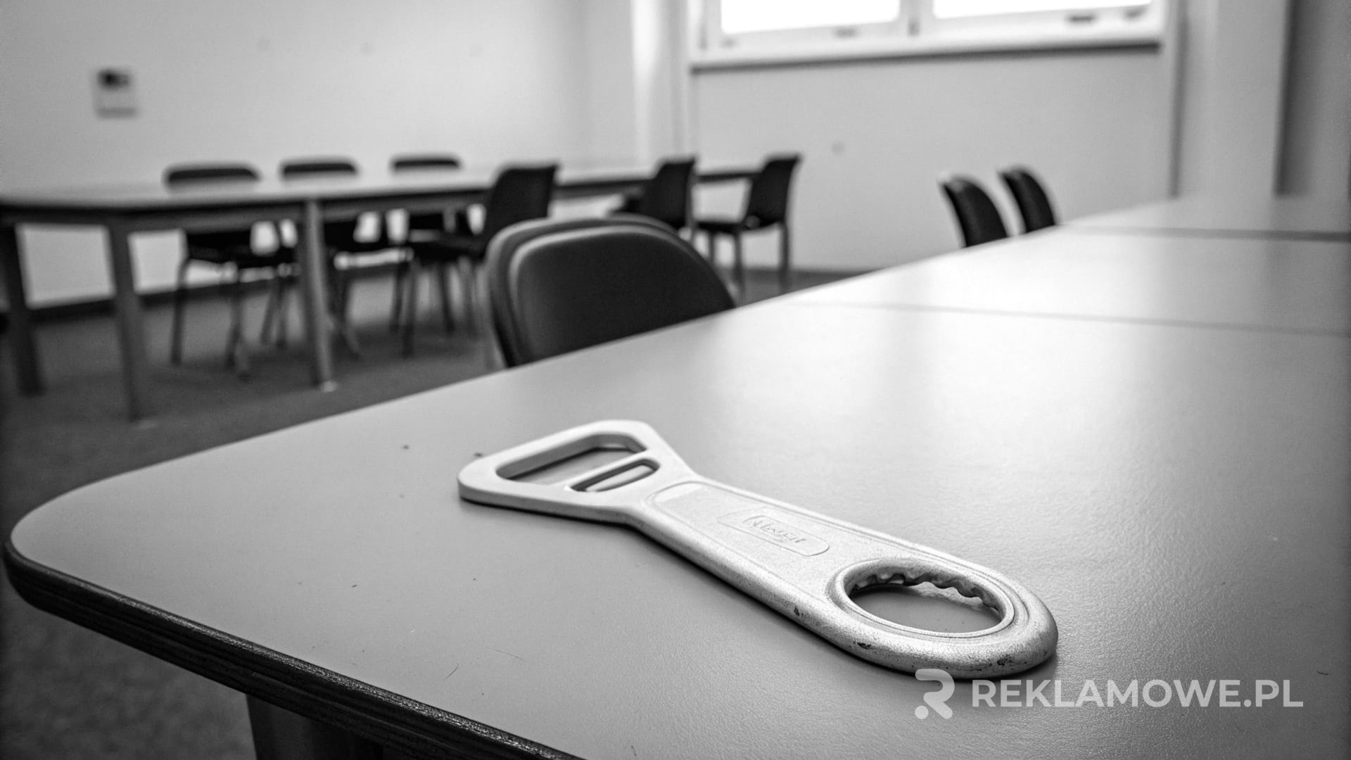 Otwieracz reklamowy na tle różnych materiałów